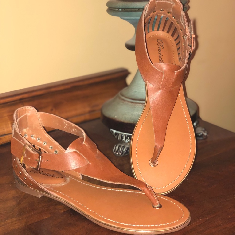 Cognac Thong Flat Sandals